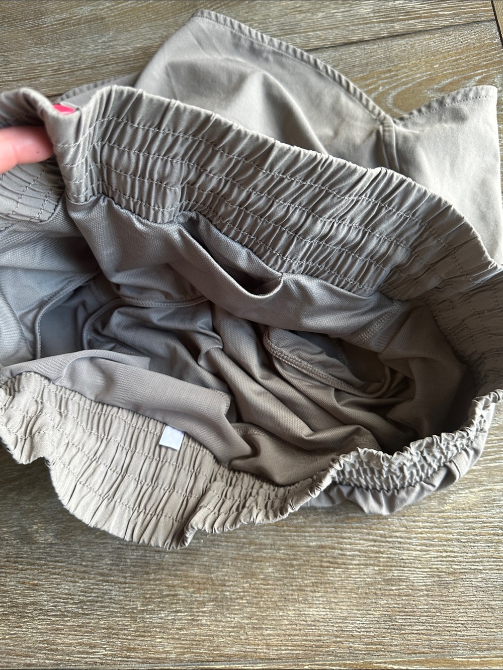 all in motion Light Taupe Athletic Shorts with Smocked Waist and lined - Picture 4 of 4